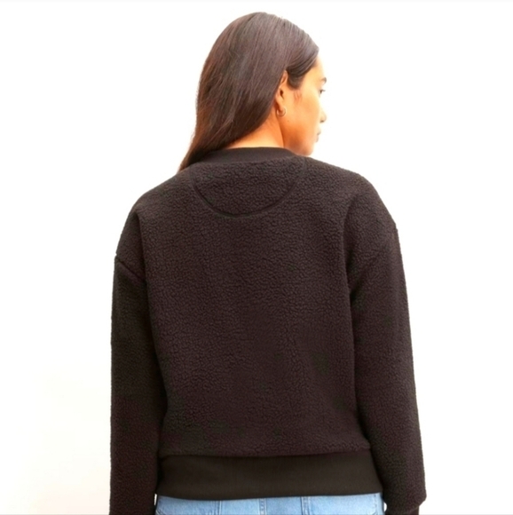 Everlane the renew fleece oversized crew sweatshirt black XS NWT - Picture 3 of 10